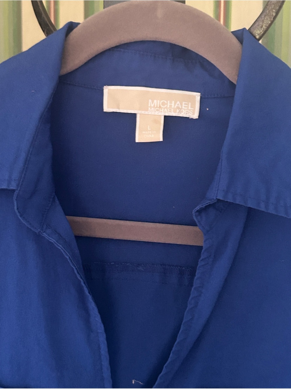 MICHAEL Michael Kors Shirt Dress Cinched Waist Blue Long-Sleeve Zip Front Sporty - Picture 3 of 11